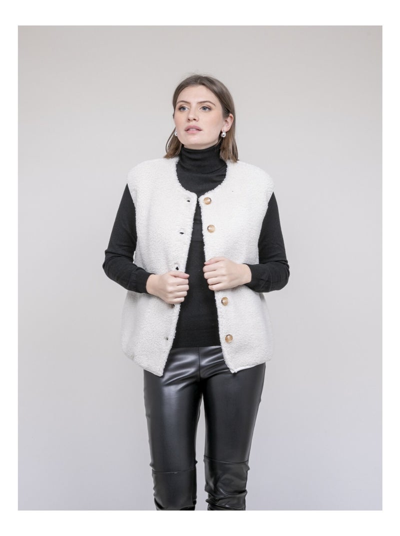Gilet sans manche sherpa UDOLMA Ecru - Kiabi