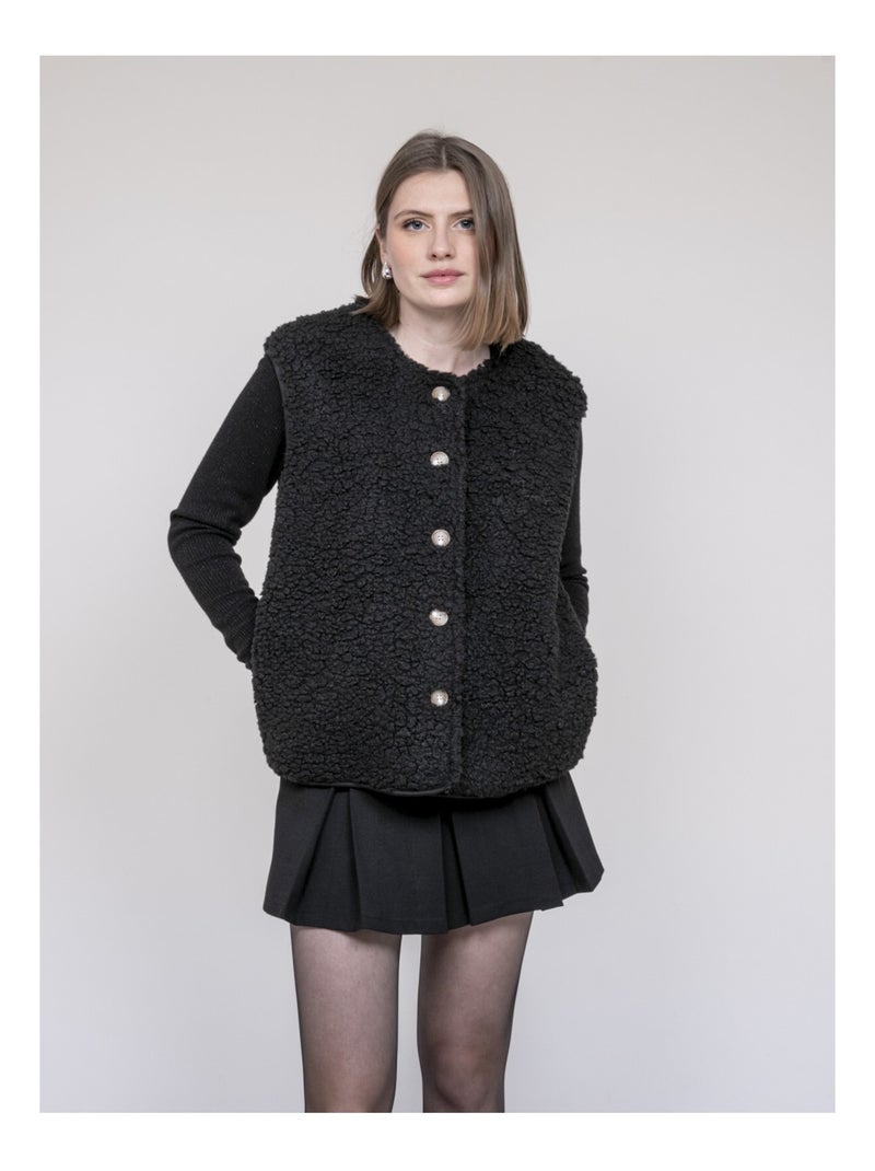 Gilet sans manche sherpa UDOLMA Noir - Kiabi