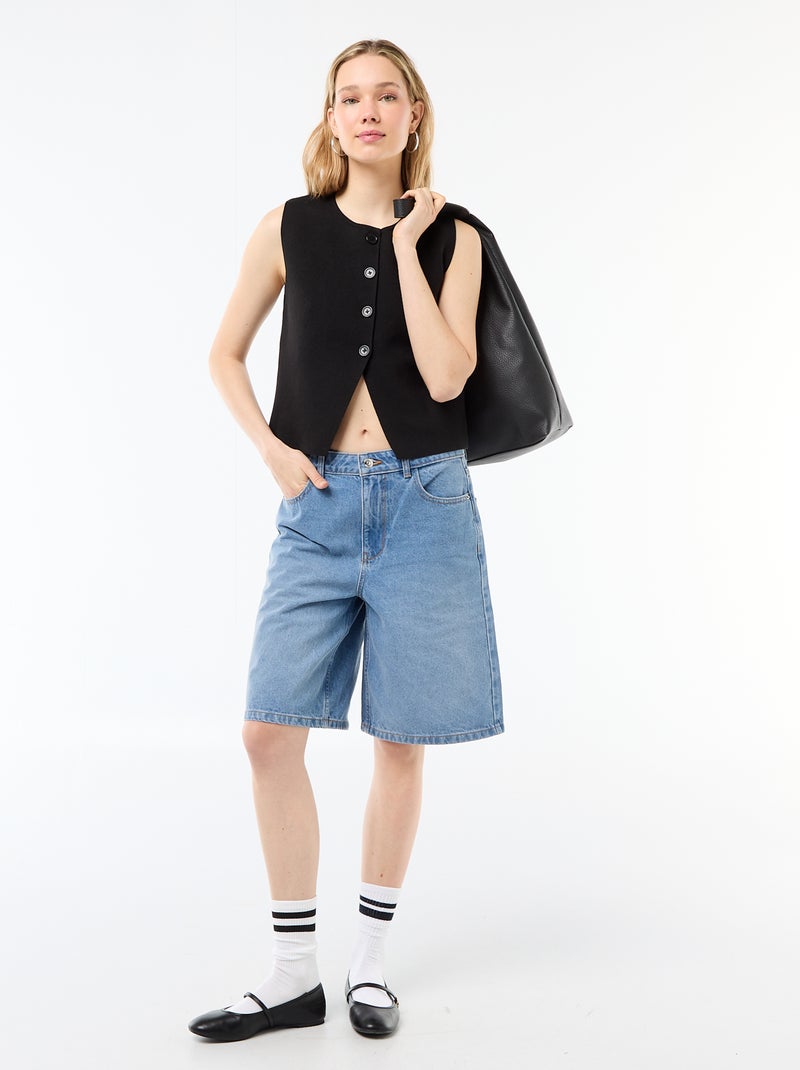 Gilet sans manches à col rond Noir - Kiabi