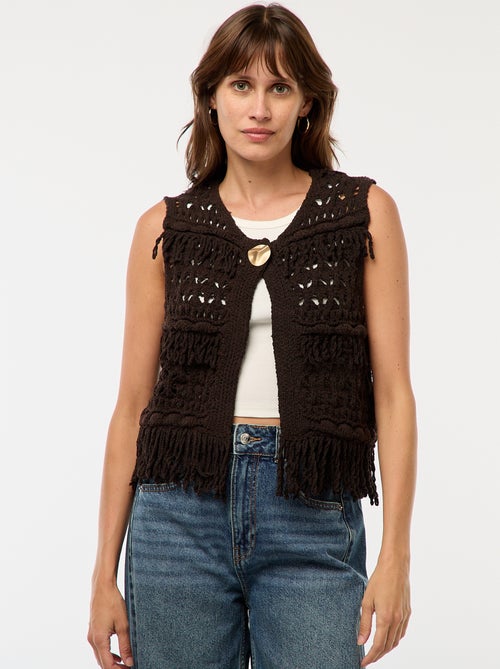 Gilet sans manches à franges - Kiabi