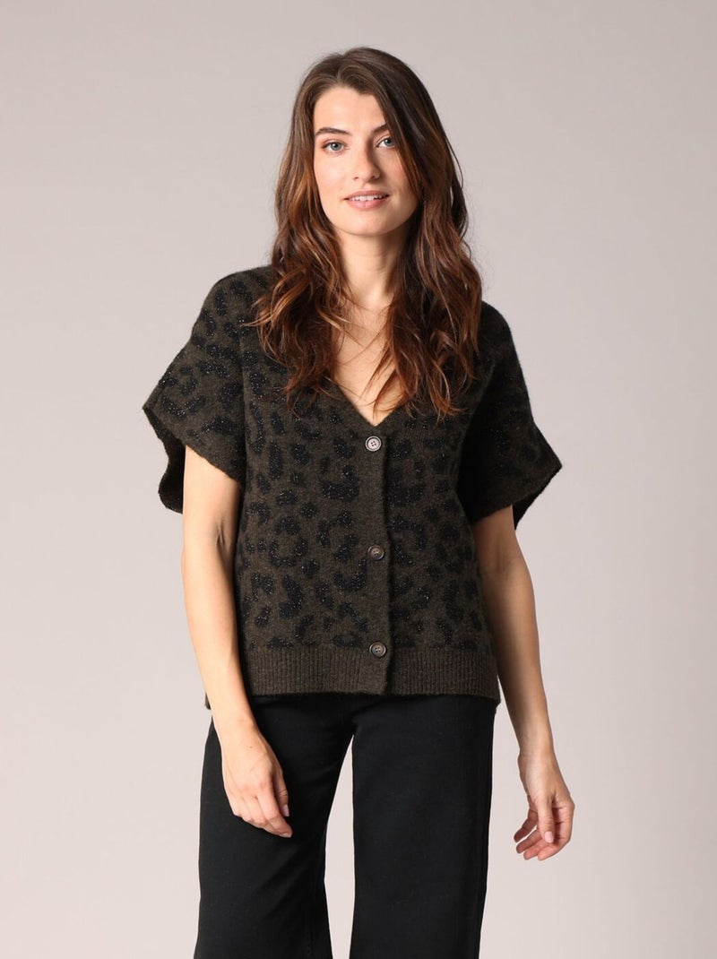 Pull Sans Manches Léopard A LEO IMP FD BLANC