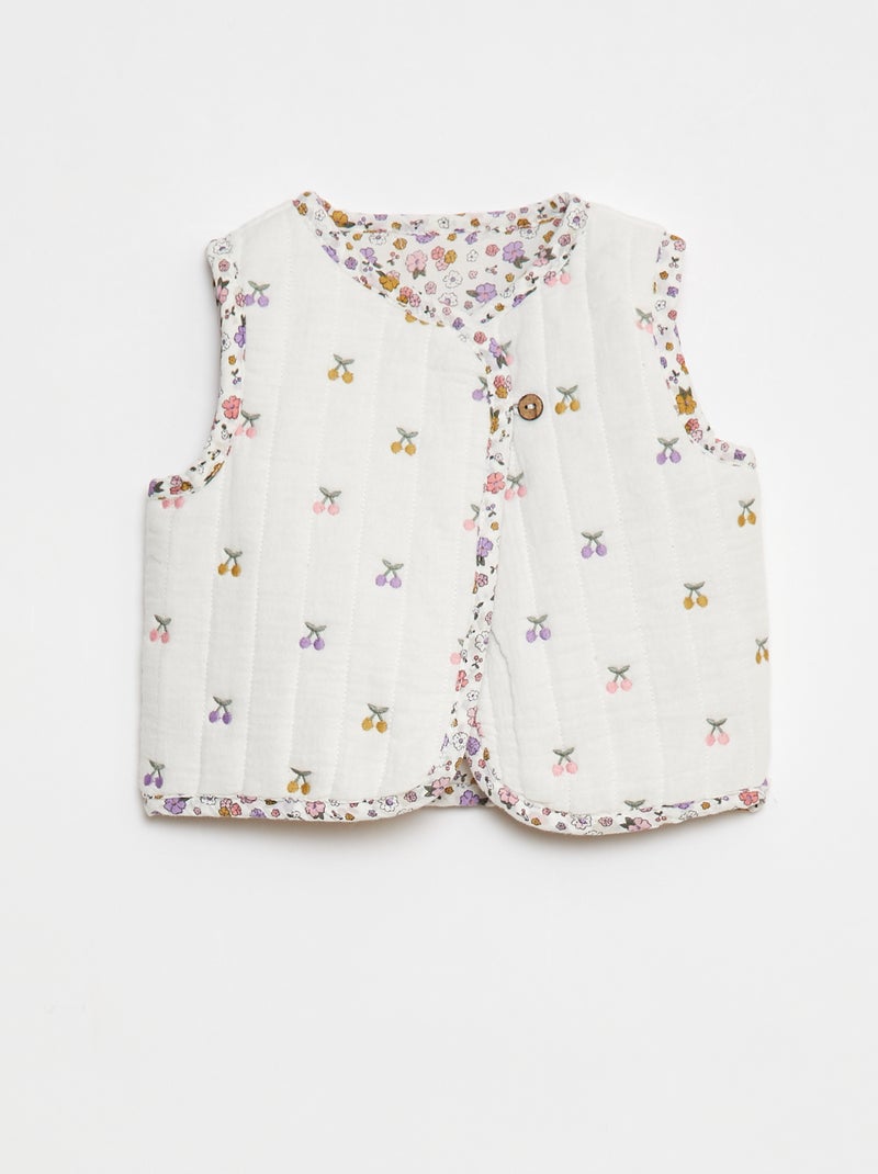 Gilet sans manches à motif floral Blanc - Kiabi