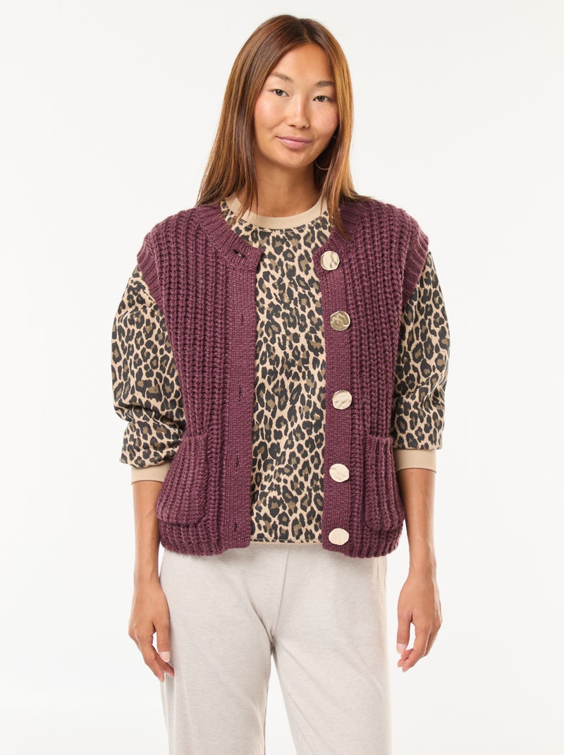 Gilet sans manches à ouverture boutonnée Rouge - Kiabi