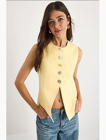 Gilet sans manches ajusté à boutons et col rond lucci