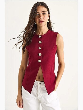 Gilet sans manches ajusté à boutons et col rond lucci
