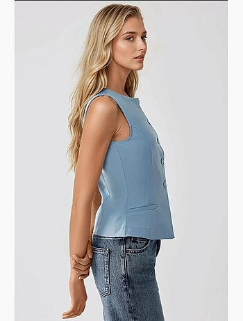 Gilet sans manches ajusté à col ras du cou avec détails boutonnés hiccup