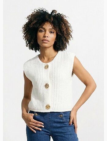 Gilet sans manches avec boutons bijoux - AFIBEL