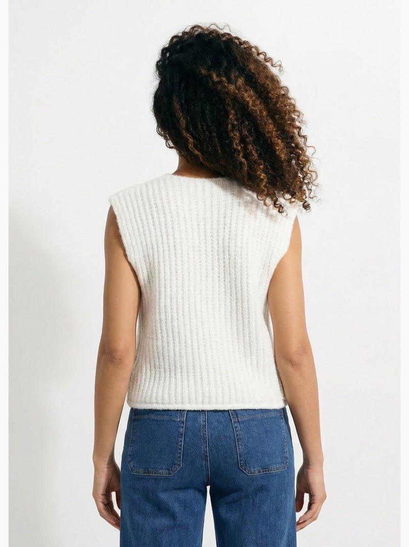 Gilet sans manches avec boutons bijoux - AFIBEL Blanc - Kiabi