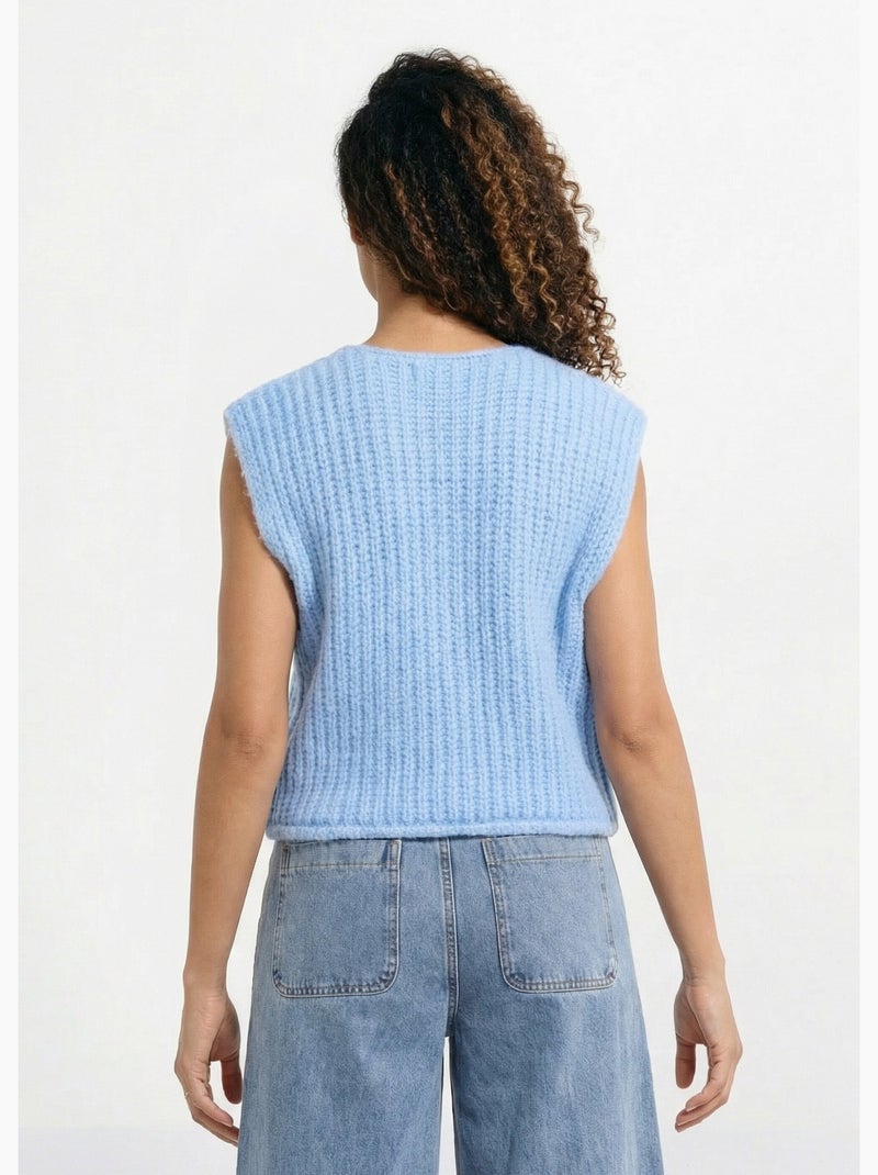 Gilet sans manches avec boutons bijoux - afibel Ciel - Kiabi