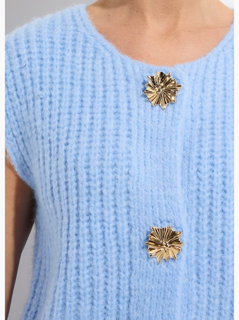 Gilet sans manches avec boutons bijoux - afibel Ciel - Kiabi