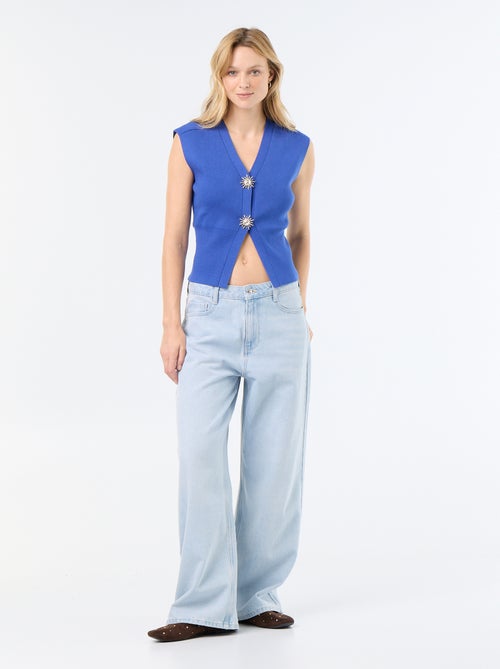 Gilet sans manches avec boutons dorés - Kiabi Gilet sans manches avec boutons dorés - Kiabi