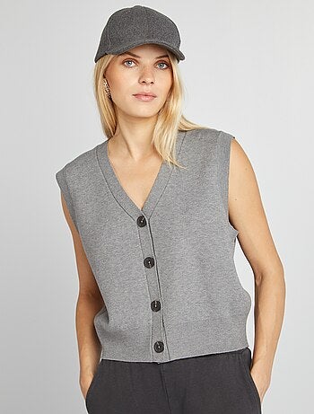 Gilet Femme Sans Manches Vert - Col V - Pull Léger Décontracté - Tops Pour Toutes Saisons