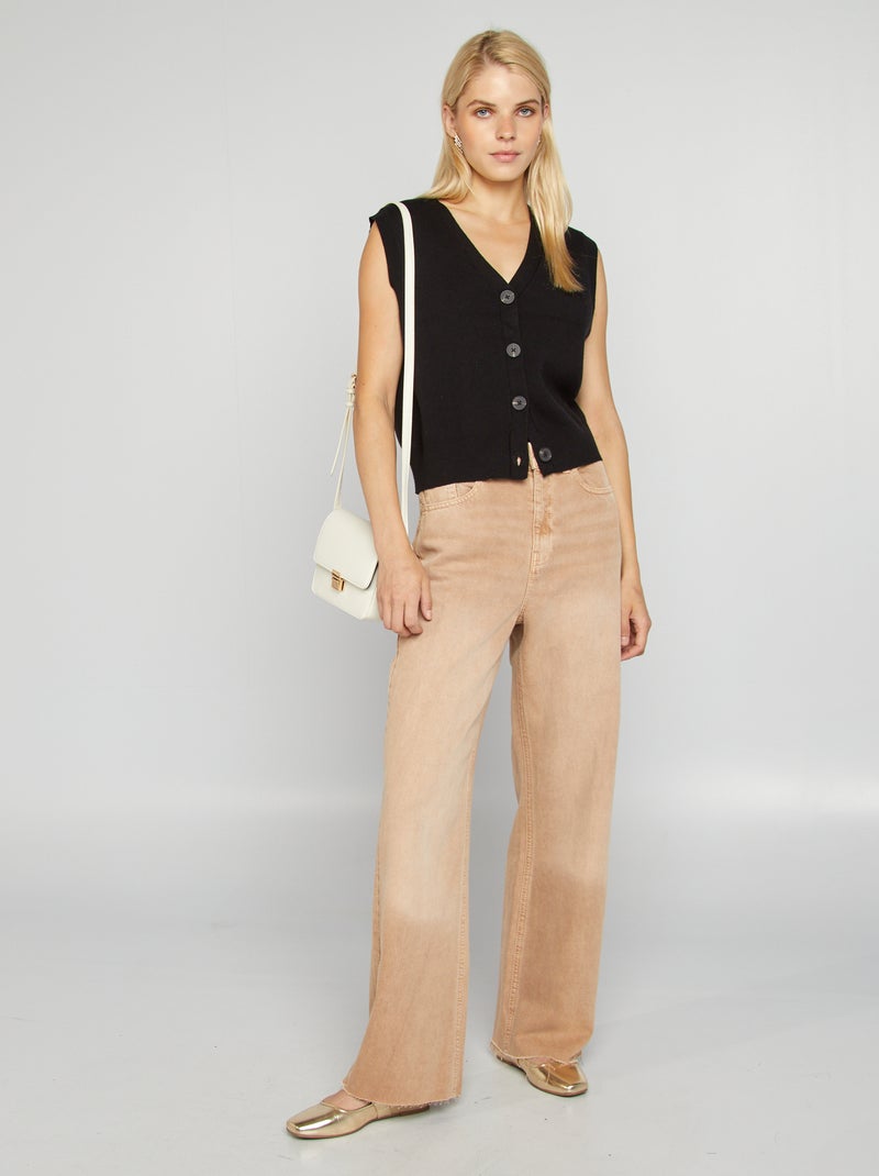 Nouveau Gilet Sans Manches Pour Femmes, Crop Top Avec Col Massif, Polyvalent Pour L'été - Idéal Pour Les Voyages Et Le Quotidien