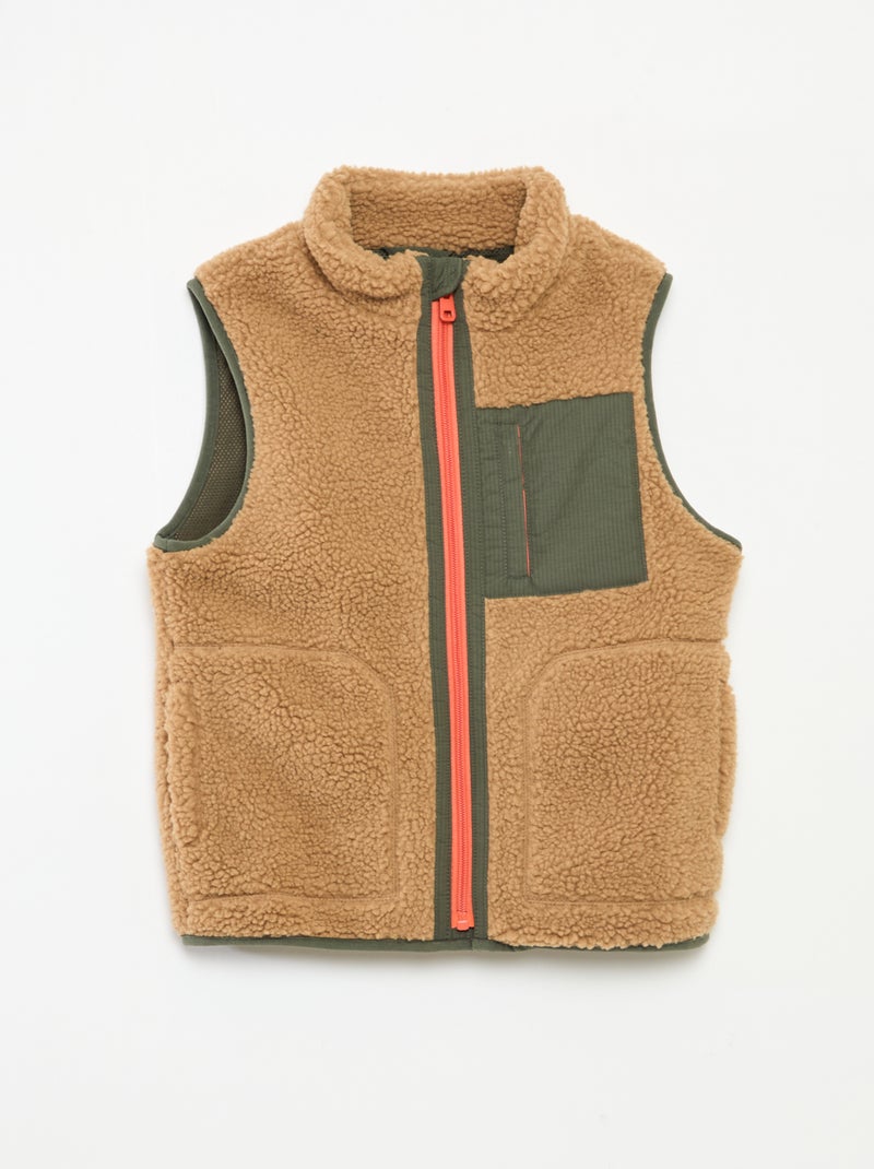 Gilet sans manches avec effet moutonné Beige - Kiabi