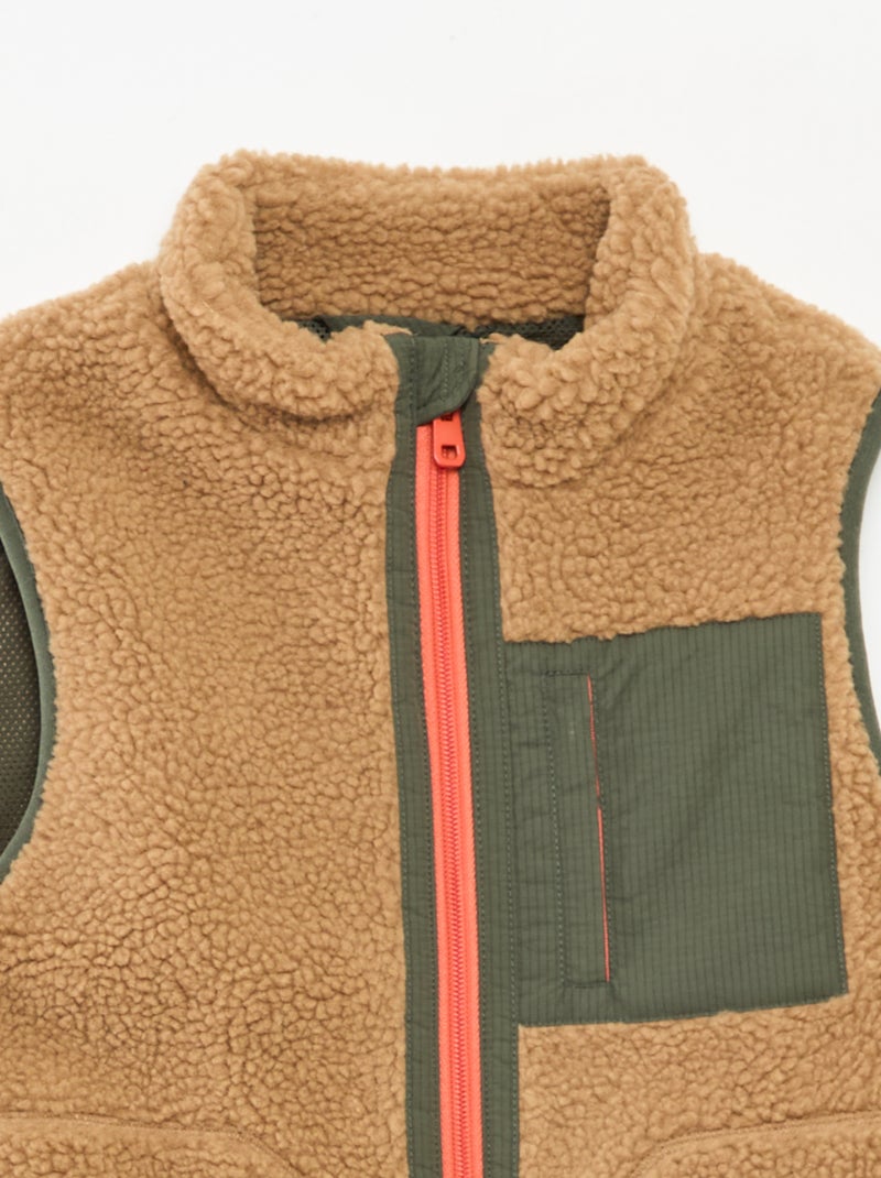 Gilet sans manches avec effet moutonné Beige - Kiabi