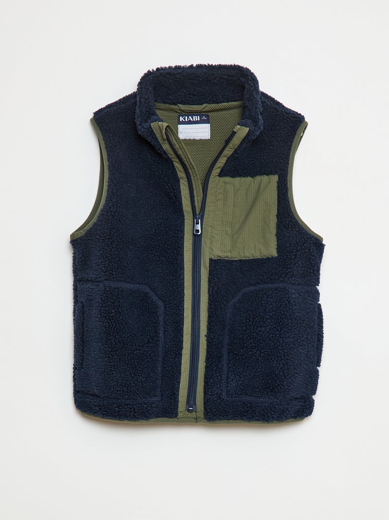 Gilet sans manches avec effet moutonné Bleu - Kiabi