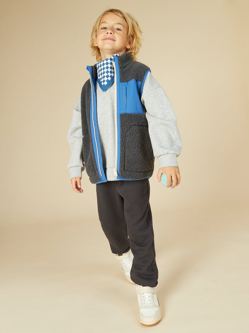 Gilet sans manches avec effet moutonné Gris - Kiabi