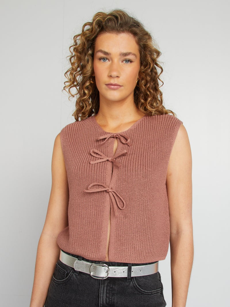 Gilet sans manches avec liens à nouer MARRON - Kiabi