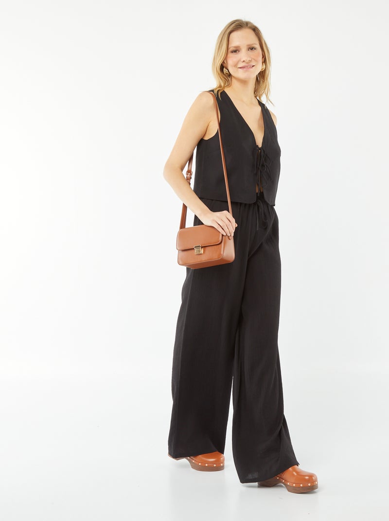 Gilet sans manches avec liens à nouer noir - Kiabi