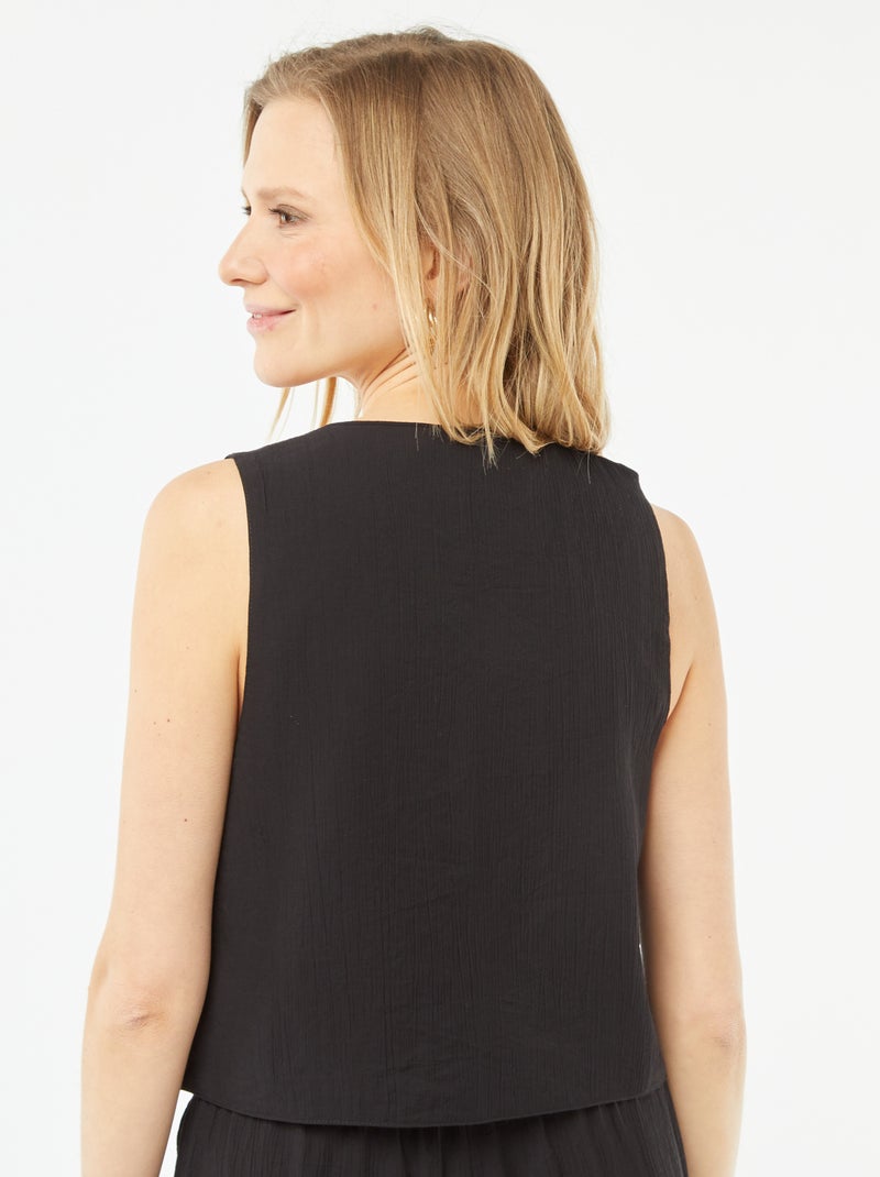 Gilet sans manches avec liens à nouer noir - Kiabi