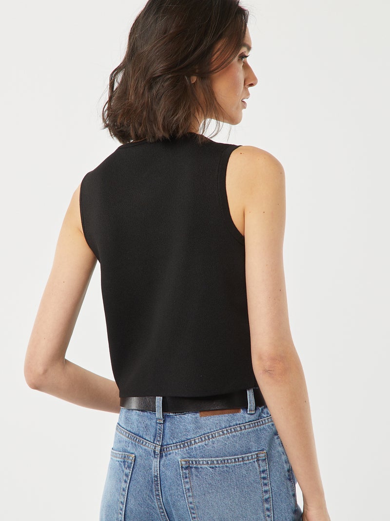 Gilet sans manches  avec ouverture boutonnée dorée noir - Kiabi
