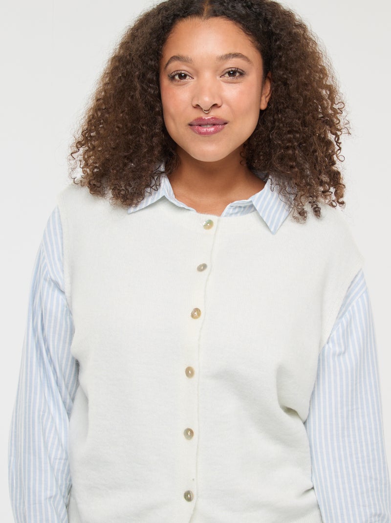 Gilet sans manches boutonné Beige - Kiabi