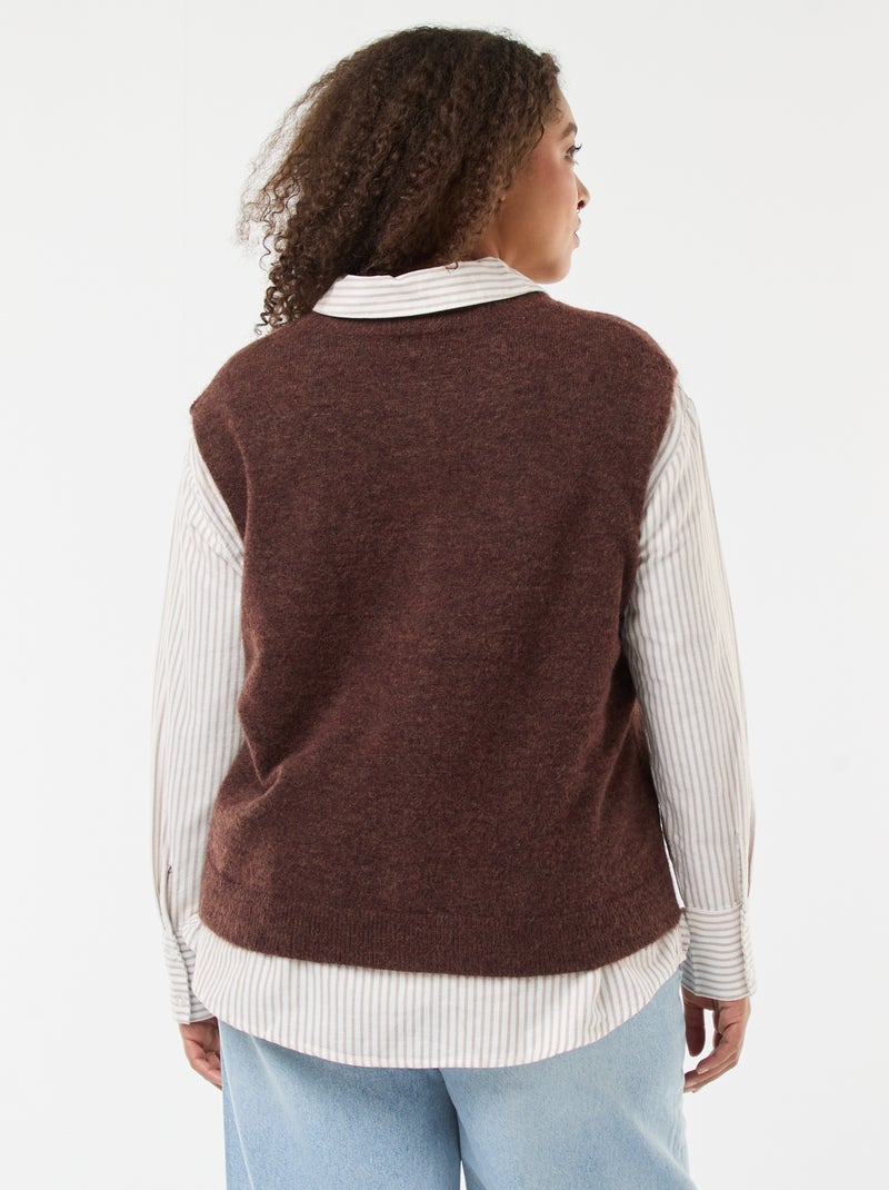 Mango - Capsule - Pull sans manches boutonné - Gris