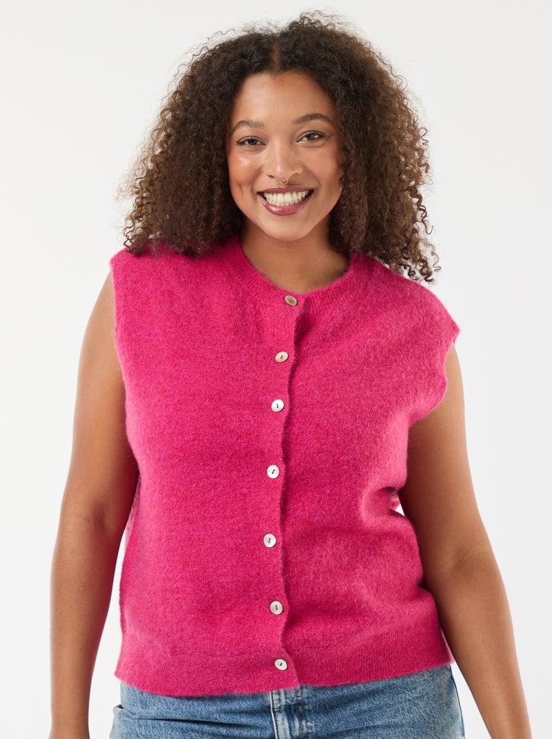 Gilet sans manches boutonné Rose - Kiabi