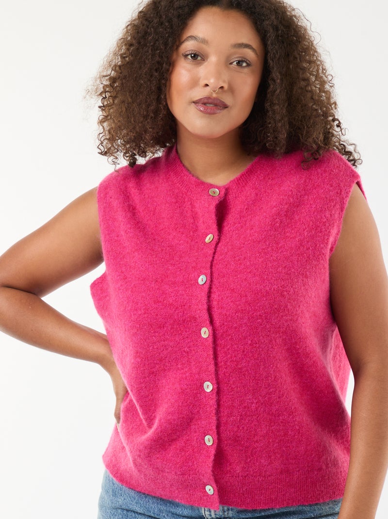 Gilet sans manches boutonné Rose - Kiabi