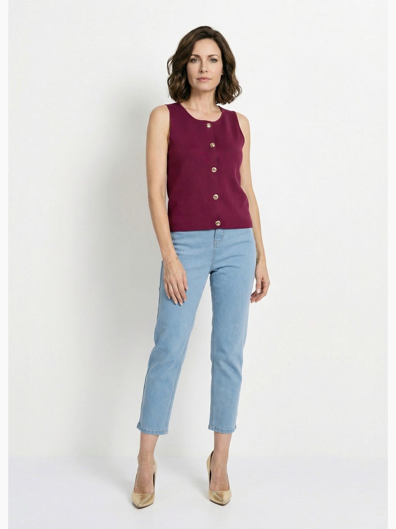 Gilet sans manches boutons dorés - afibel Prune - Kiabi