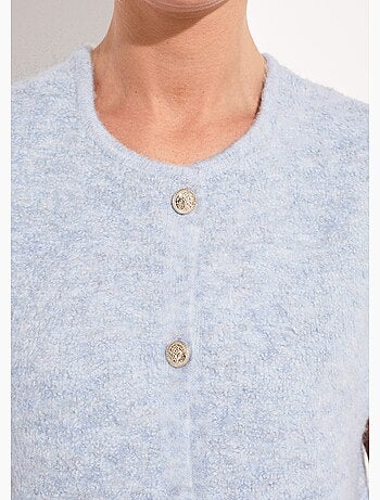 Gilet sans manches boutons dorés maille bouclette - Afibel