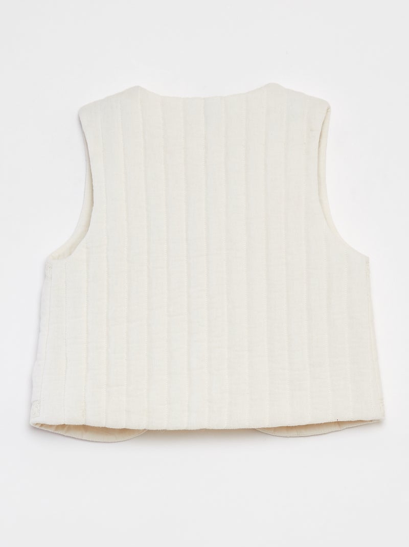 Gilet sans manches brodé BLANC - Kiabi