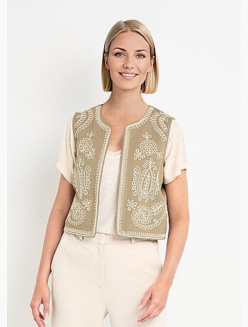Gilet sans manches brodé style scandinave - AFIBEL
