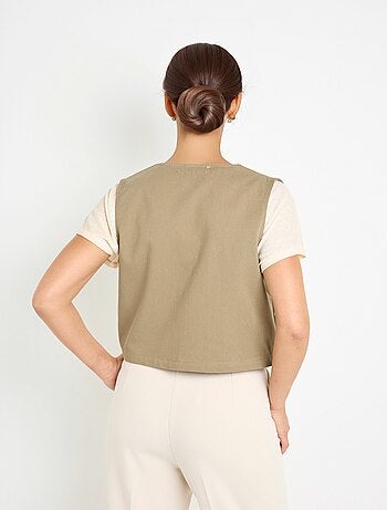 Gilet sans manches brodé style scandinave