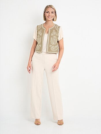 Gilet sans manches brodé style scandinave