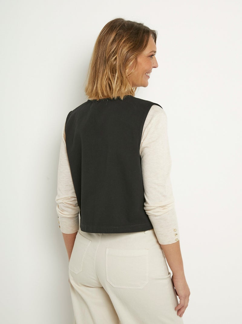 Gilet sans manches brodé style scandinave Noir - Kiabi