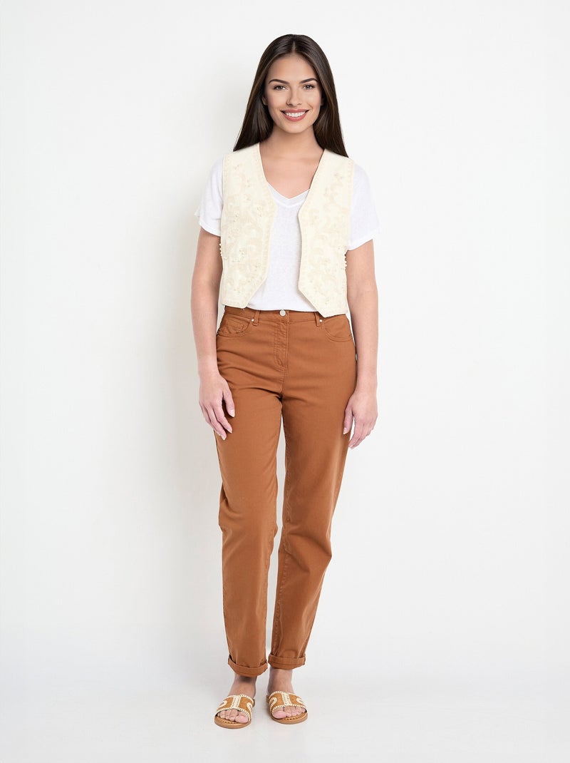 Gilet sans manches broderies et perles - AFIBEL Ecru - Kiabi