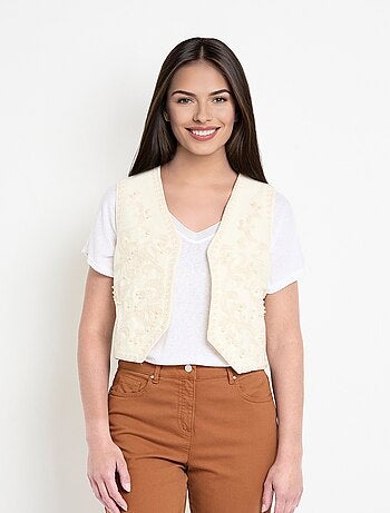 Gilet sans manches broderies et perles