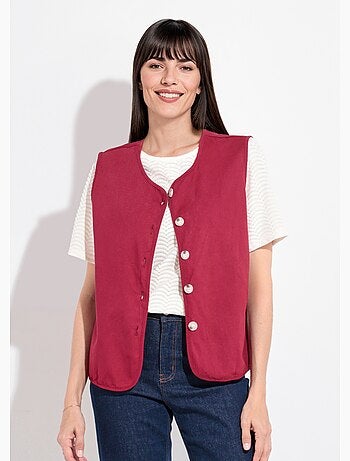 Gilet sans manches col rond en twill - afibel