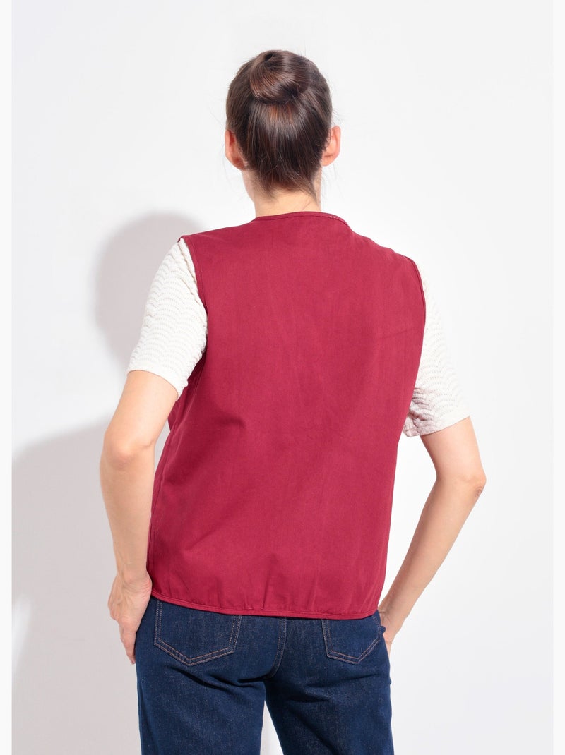 Gilet sans manches col rond en twill - afibel Bordeaux - Kiabi