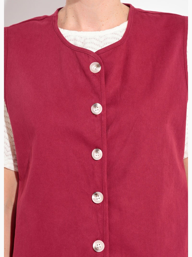Gilet sans manches col rond en twill - afibel Bordeaux - Kiabi