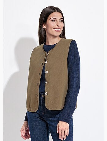 Gilet sans manches col rond en twill - afibel