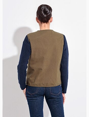 Gilet sans manches col rond en twill - afibel