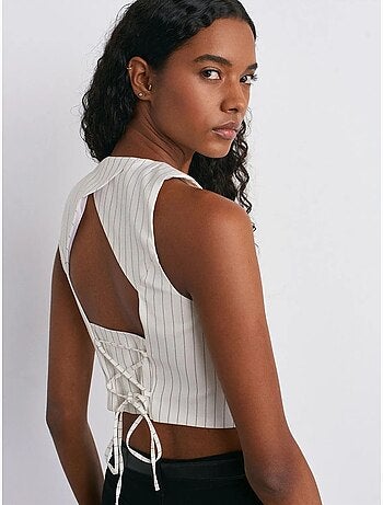 Gilet Sans Manches Court À Rayures Femme