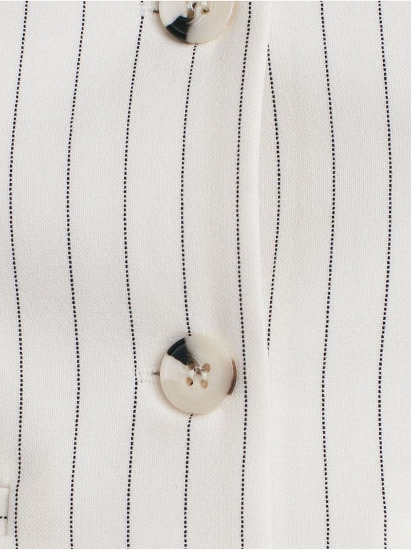 Gilet Sans Manches Court À Rayures Femme Blanc cassé - Kiabi