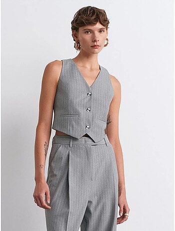 Gilet sans manches court à rayures femme dilvin