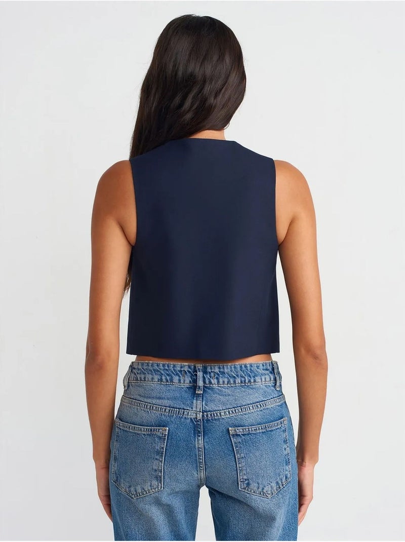 Gilet sans manches court femme dilvin Bleu marine - Kiabi