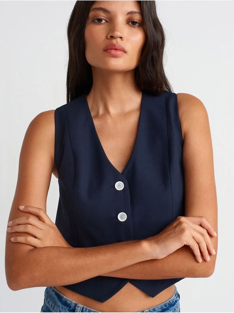 Gilet sans manches court femme dilvin Bleu marine - Kiabi