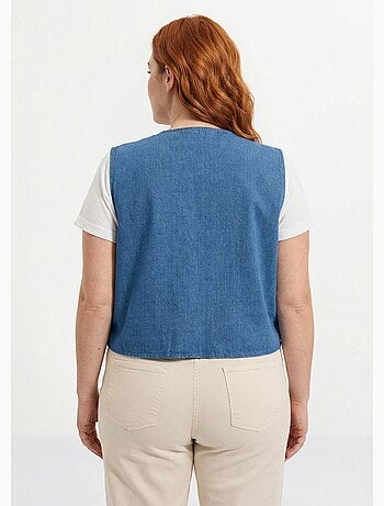 Gilet sans manches denim avec broderies - AFIBEL