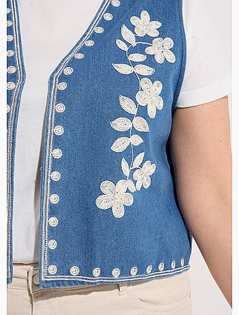 Gilet sans manches denim avec broderies - AFIBEL